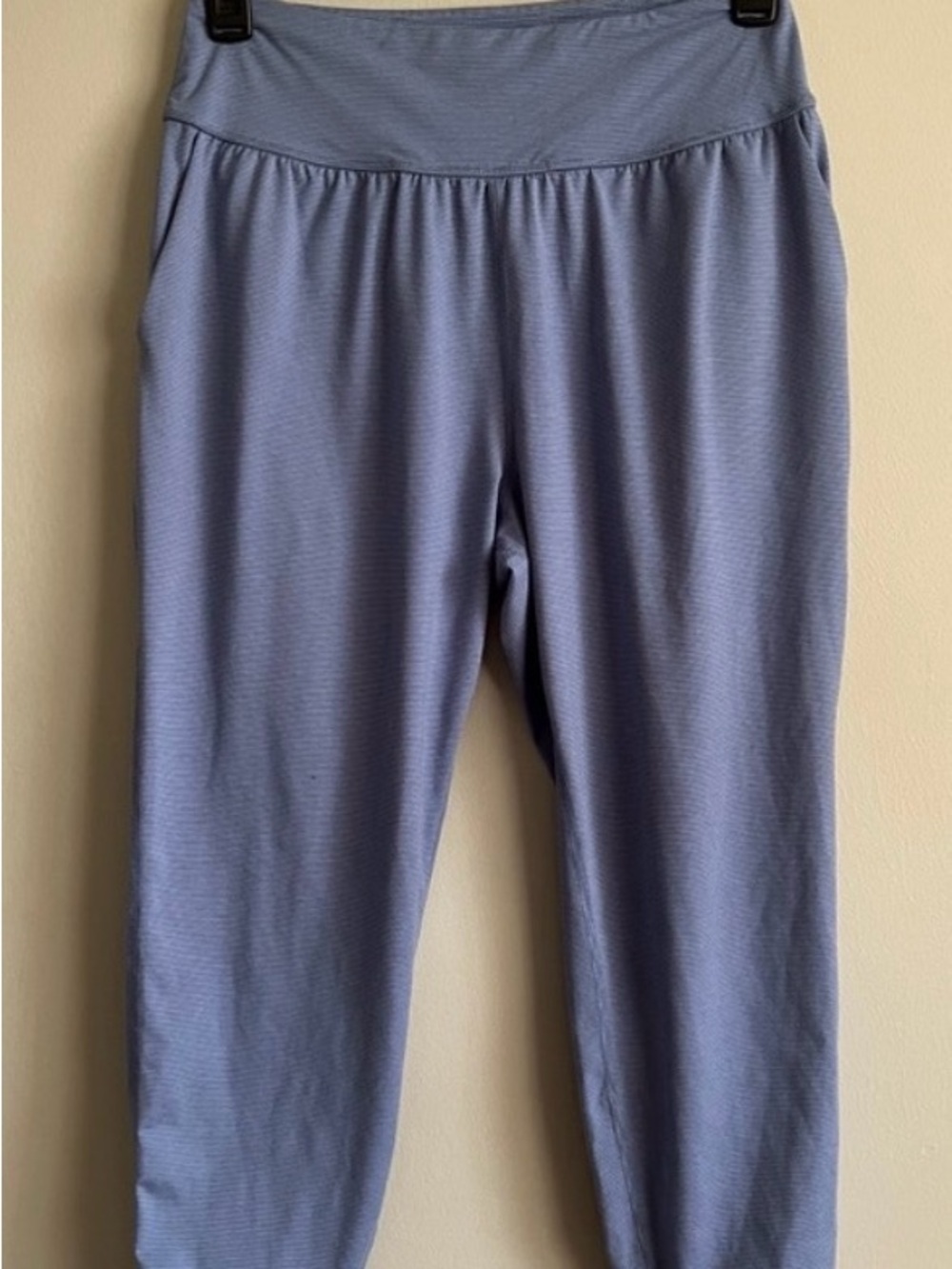 Prana Gray Ribbed Active Leggings with Metal Logo